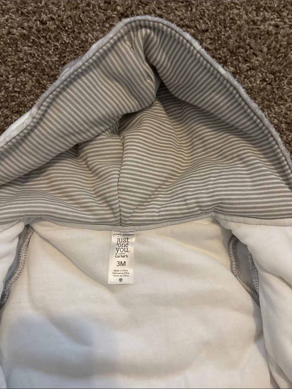 Carter's Gray and White Polar Bear Hooded Footed One-Piece